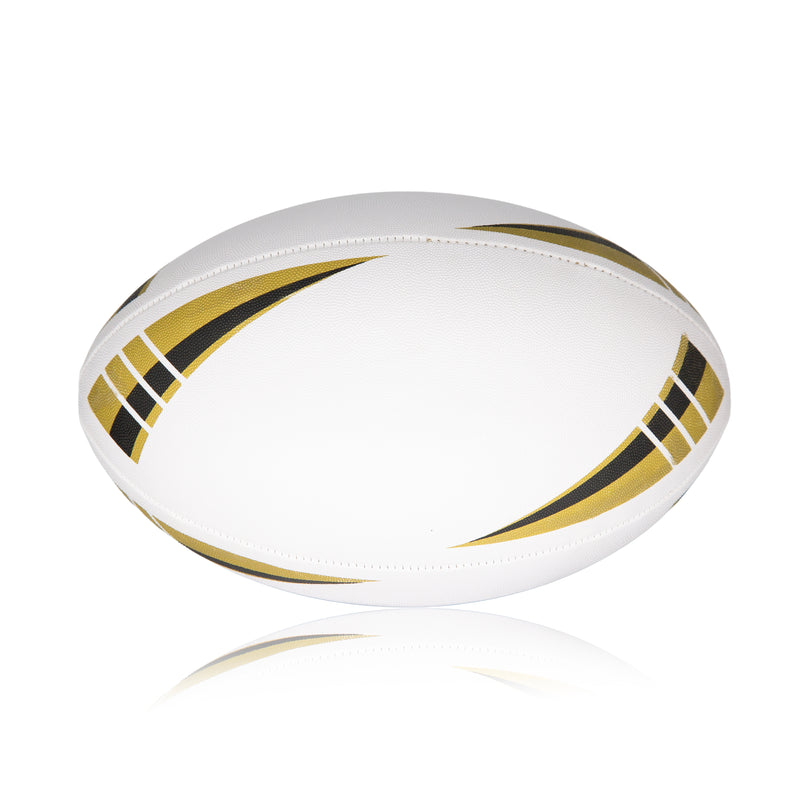 White & Gold Unbranded Rugby Ball - Size 5