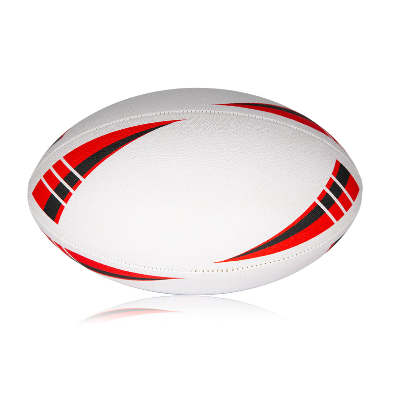 White & Red Unbranded Rugby Ball - Size 5