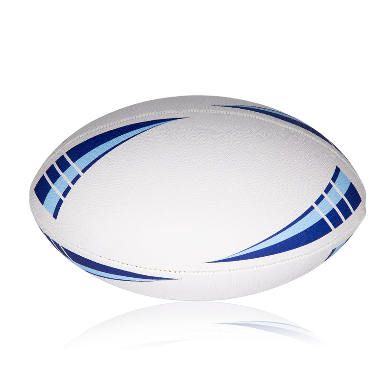 White & Blue Unbranded Rugby Ball - Size 5