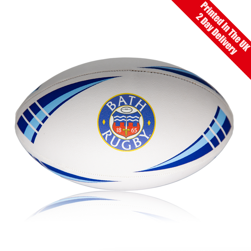 Personalised Logo Rugby Ball - Rubber Size 5 (White/Blue)