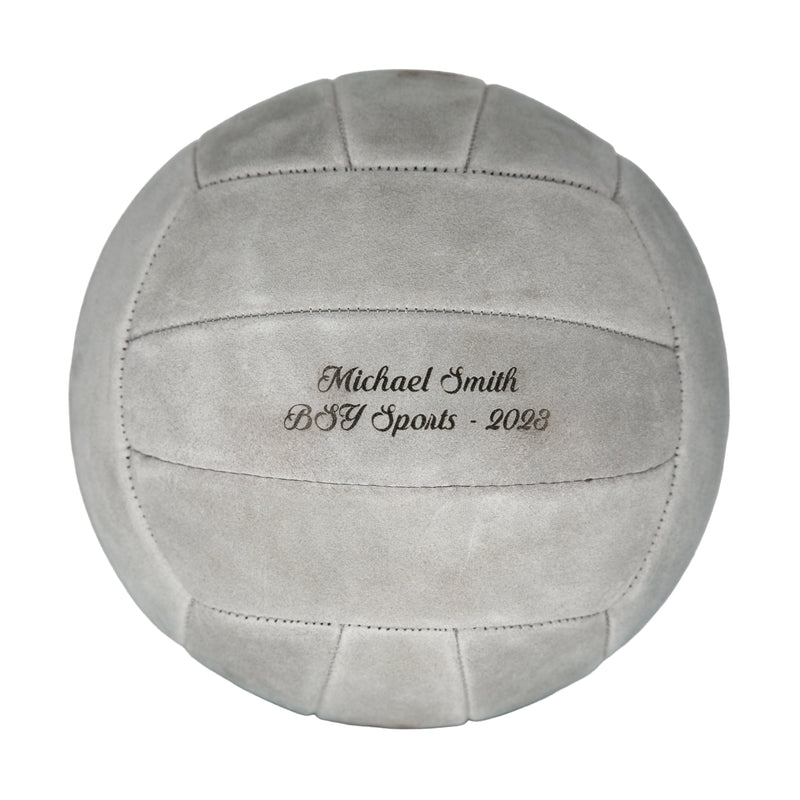 Personalised Engraved Hand Sewn Suede Leather Football Ball - Light Grey Size 5
