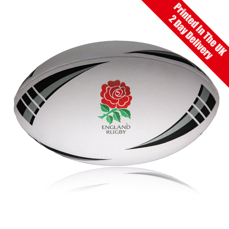 Personalised Logo Rugby Ball - Rubber Size 5 (White/Silver)