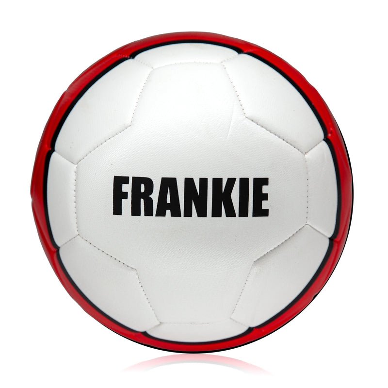 Personalised Football - White & Red Stripe Design - Size 5