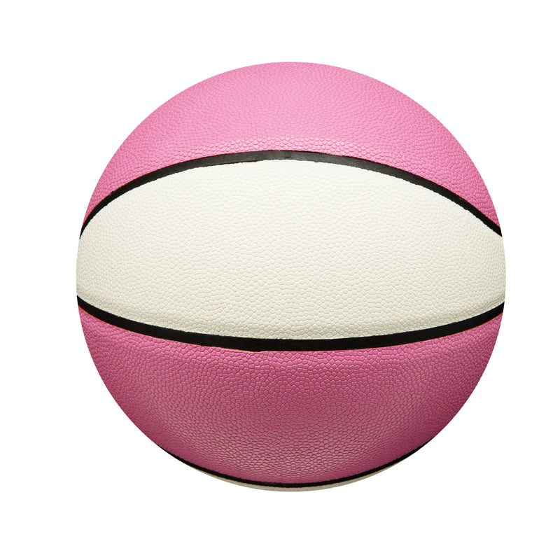 Plain Unprinted PU Basketball - White & Pink