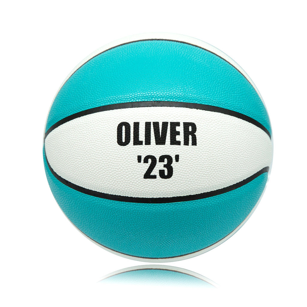 Personalised Basketball Ball - Size 7 - Aqua & White