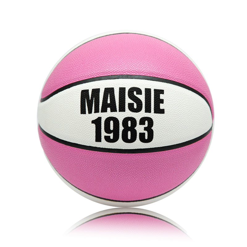 Personalised Basketball Ball - Size 7 - Pink & White