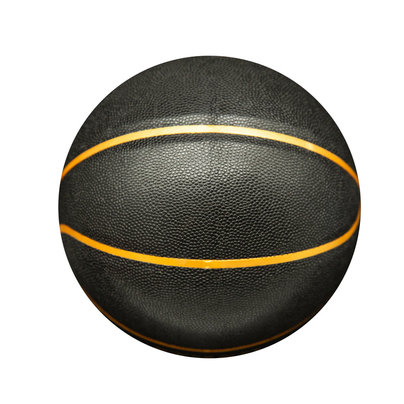 Plain Unprinted PU Basketball - Black with Gold Trim