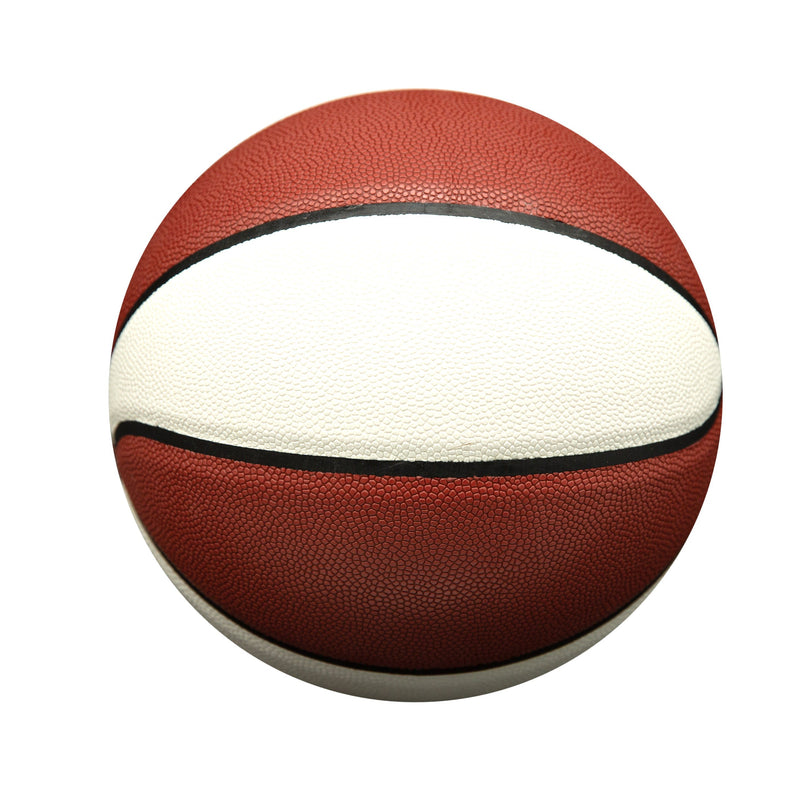 Plain Unprinted PU Basketball - White & Tan