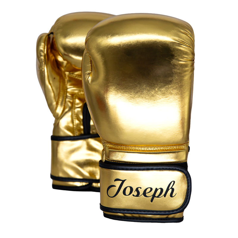 Personalised Boxing Gloves -  Custom Printed - 14oz - Gold