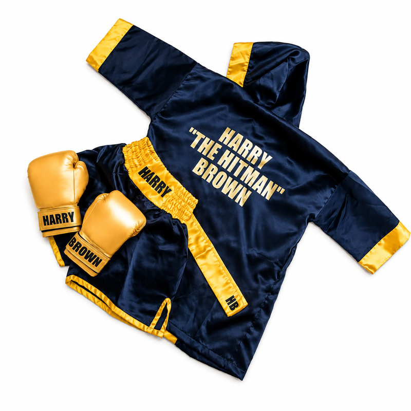 Personalised Boxing Robe & Shorts Set | Custom Boxing Outfit for Kids | Boxing Gown with Hood | Ring Walk Costume | Boxer Gift | Gift Boxed