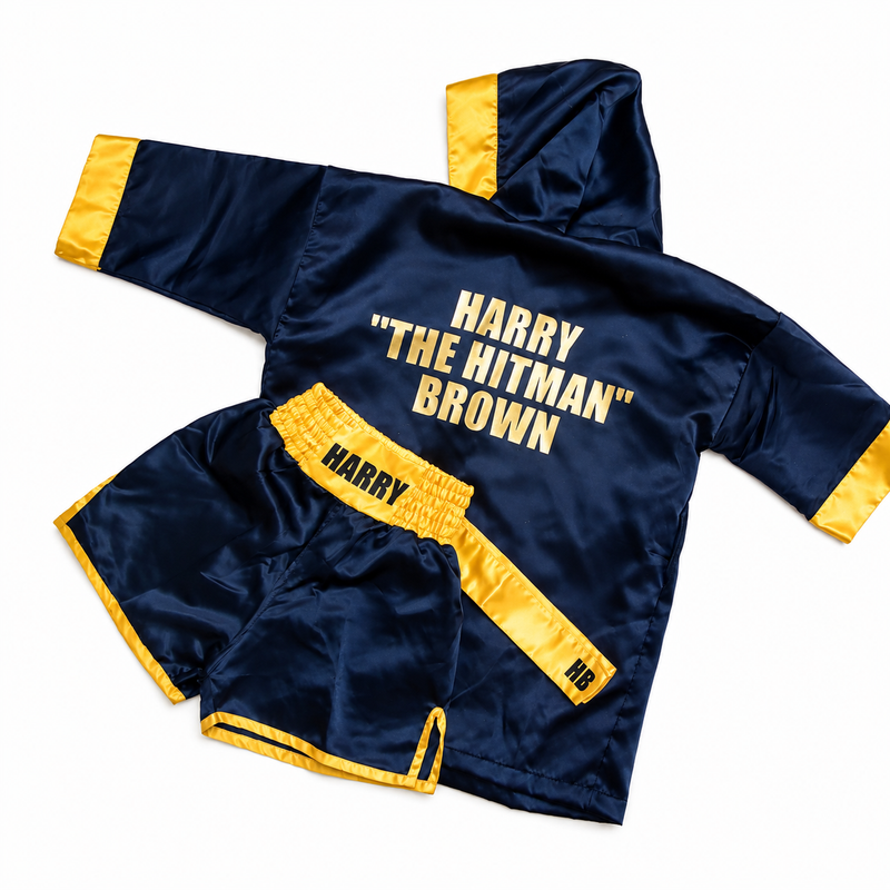 Personalised Boxing Robe & Shorts Set | Custom Boxing Outfit for Kids | Boxing Gown with Hood | Ring Walk Costume | Boxer Gift | Gift Boxed