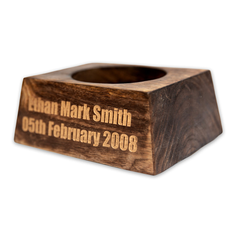 Personalised Tropical Hardwood Ball Stand: Engraved Display Plinth