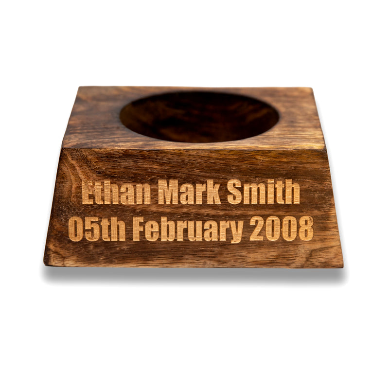 Personalised Tropical Hardwood Ball Stand: Engraved Display Plinth