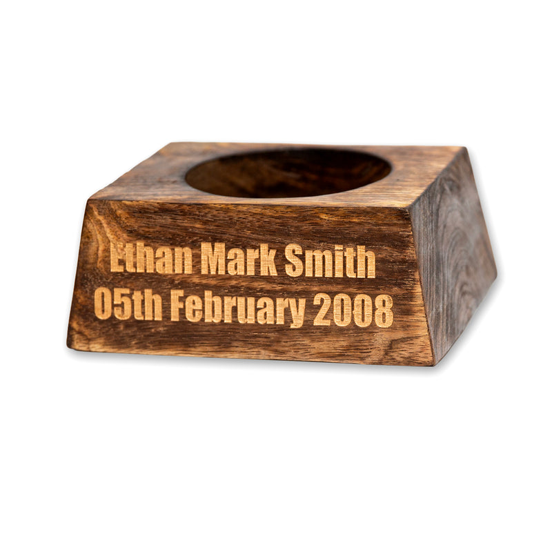 Personalised Tropical Hardwood Ball Stand: Engraved Display Plinth