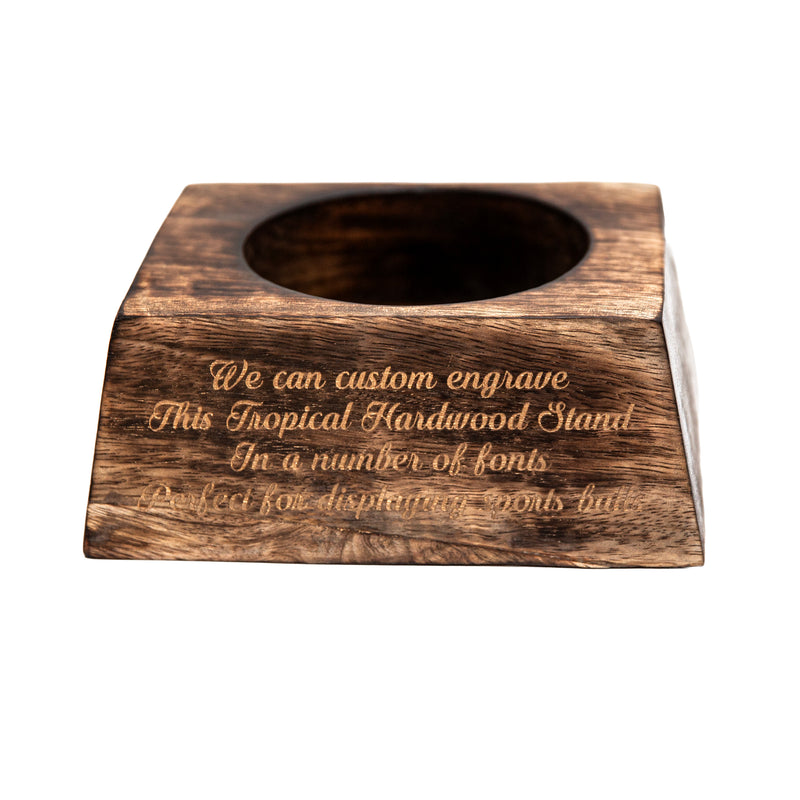 Personalised Tropical Hardwood Ball Stand: Engraved Display Plinth