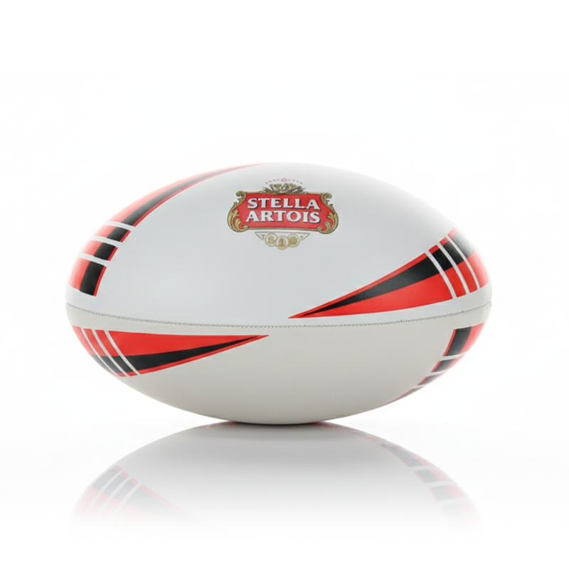Personalised Logo Rugby Ball - Rubber/PU Size 5 (White/Red) NO MOQ