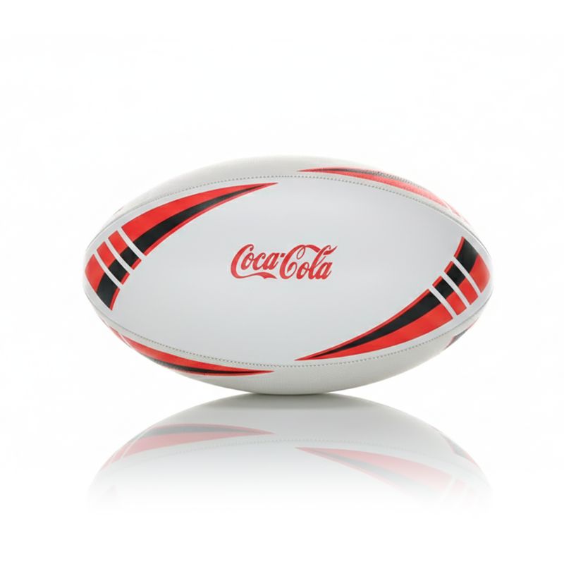 Personalised Logo Rugby Ball - Rubber/PU Size 5 (White/Red) NO MOQ