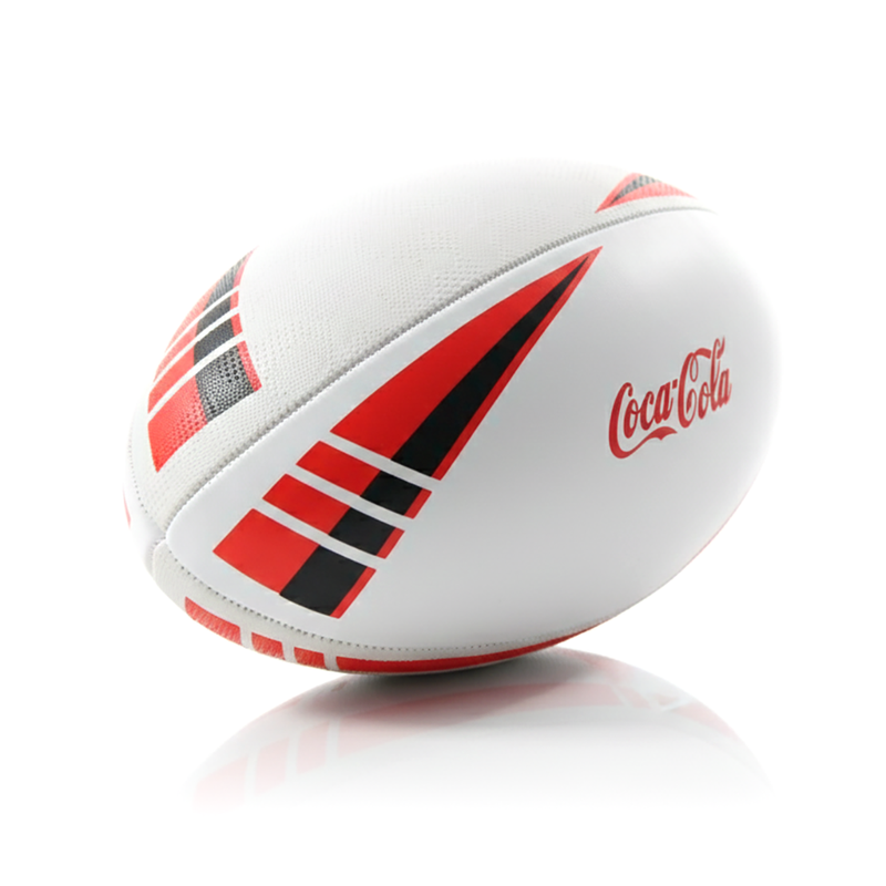 Personalised Logo Rugby Ball - Rubber/PU Size 5 (White/Red) NO MOQ