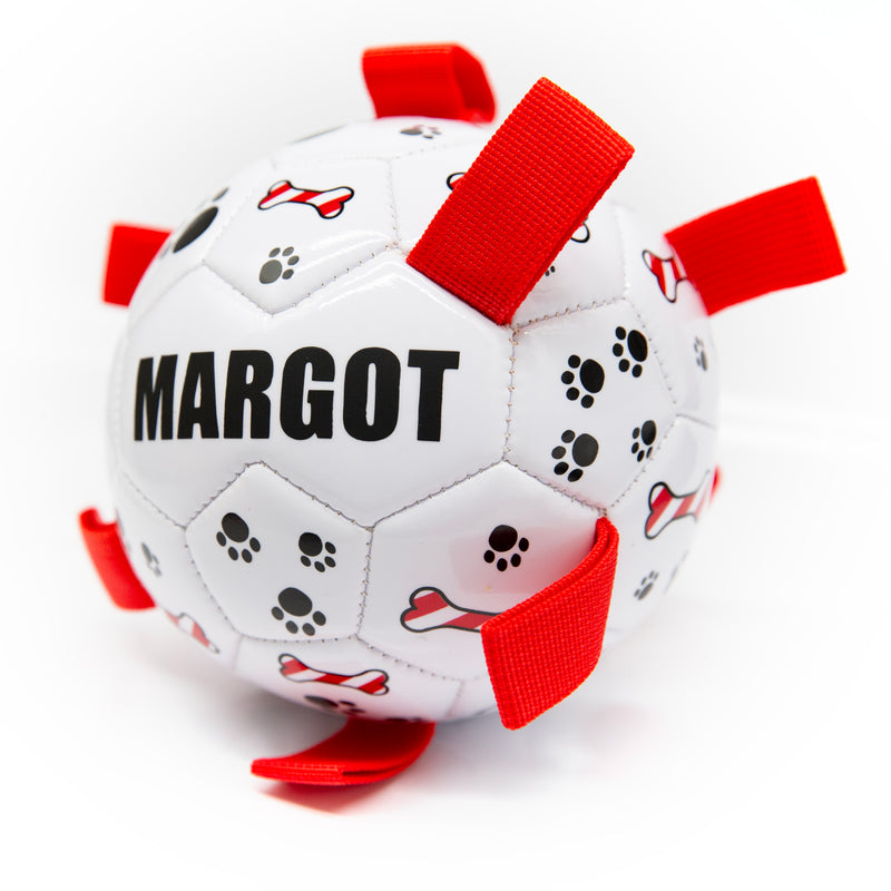 Personalised Dog Football Ball - With Dog Tug Straps