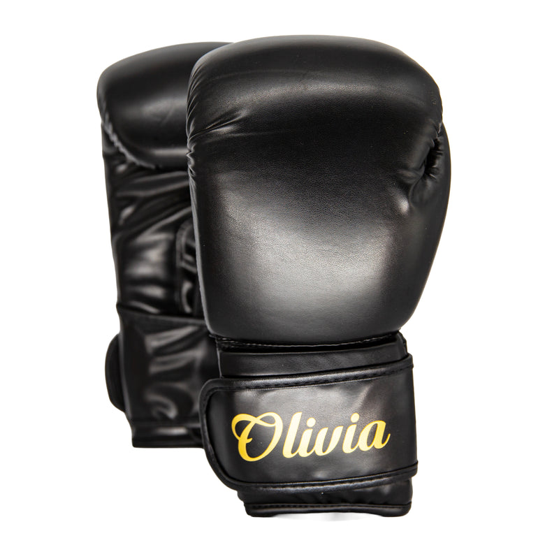Personalised Kids Boxing Gloves - 6oz - Black