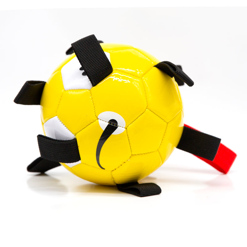 Dog Football with Tug Straps - Yellow