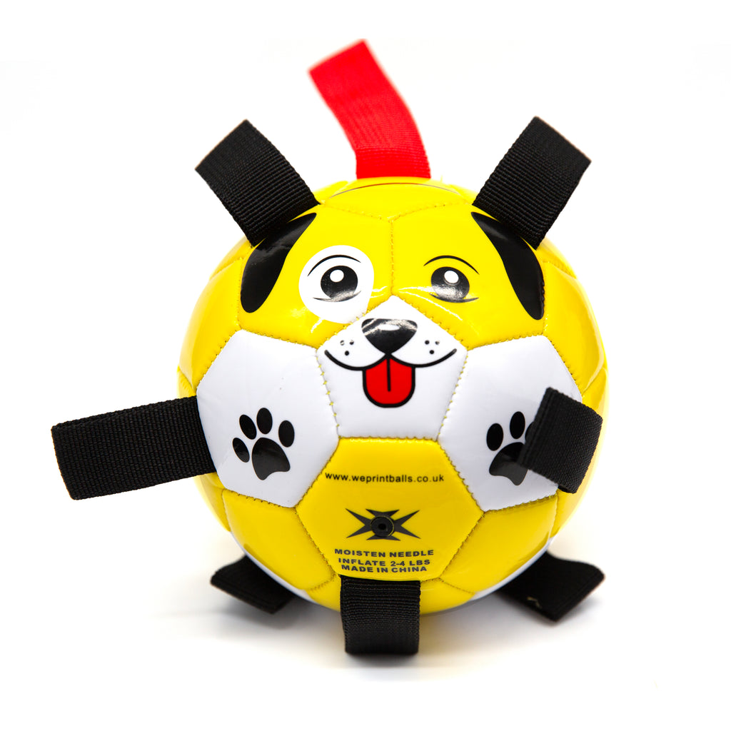 Dog Football with Tug Straps - Yellow