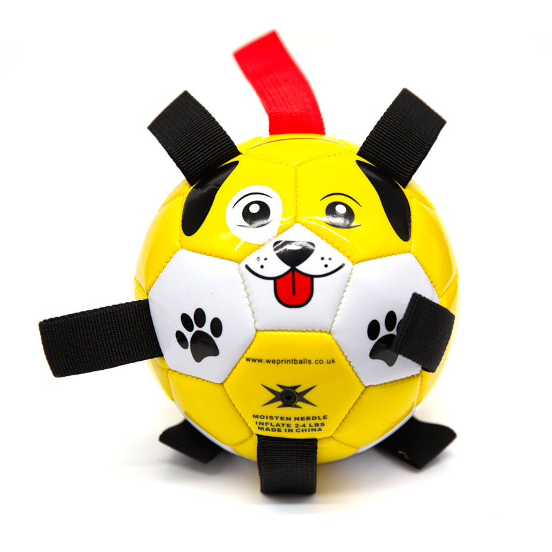 Dog Football with Tug Straps - Yellow