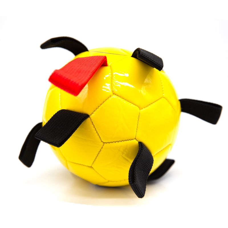 Dog Football with Tug Straps - Yellow