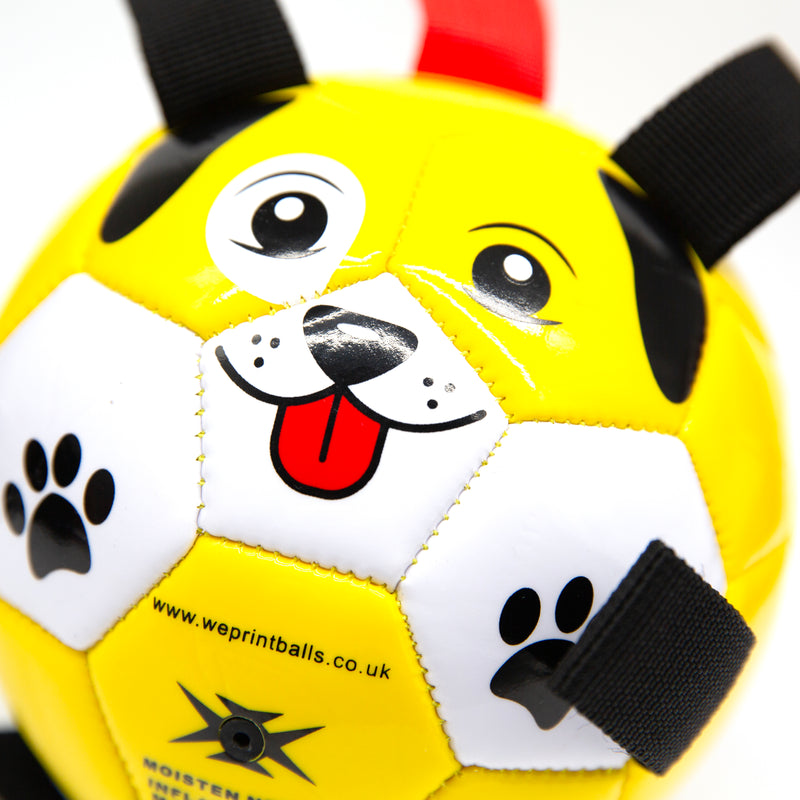 Dog Football with Tug Straps - Yellow