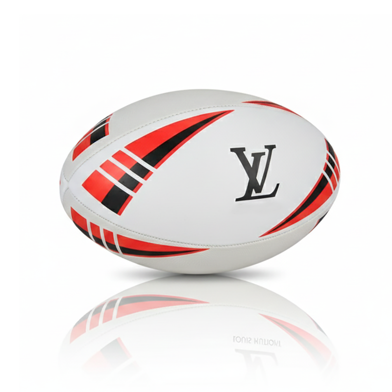 Personalised Logo Rugby Ball - Rubber/PU Size 5 (White/Red) NO MOQ