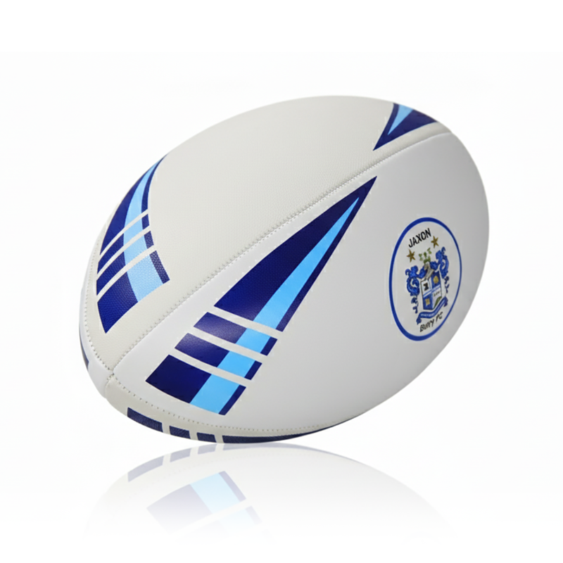 Personalised Logo Rugby Ball - Rubber/PU Size 5 (White/Blue) NO MOQ