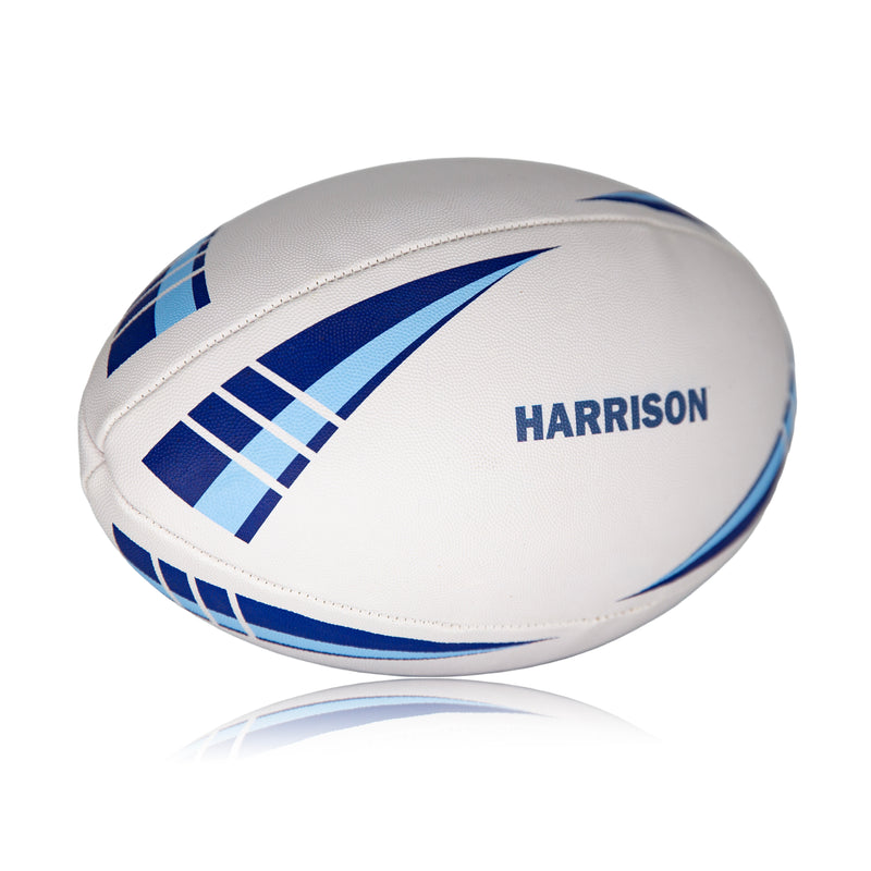 Personalised Logo Rugby Ball - Rubber Size 5 (White/Blue)