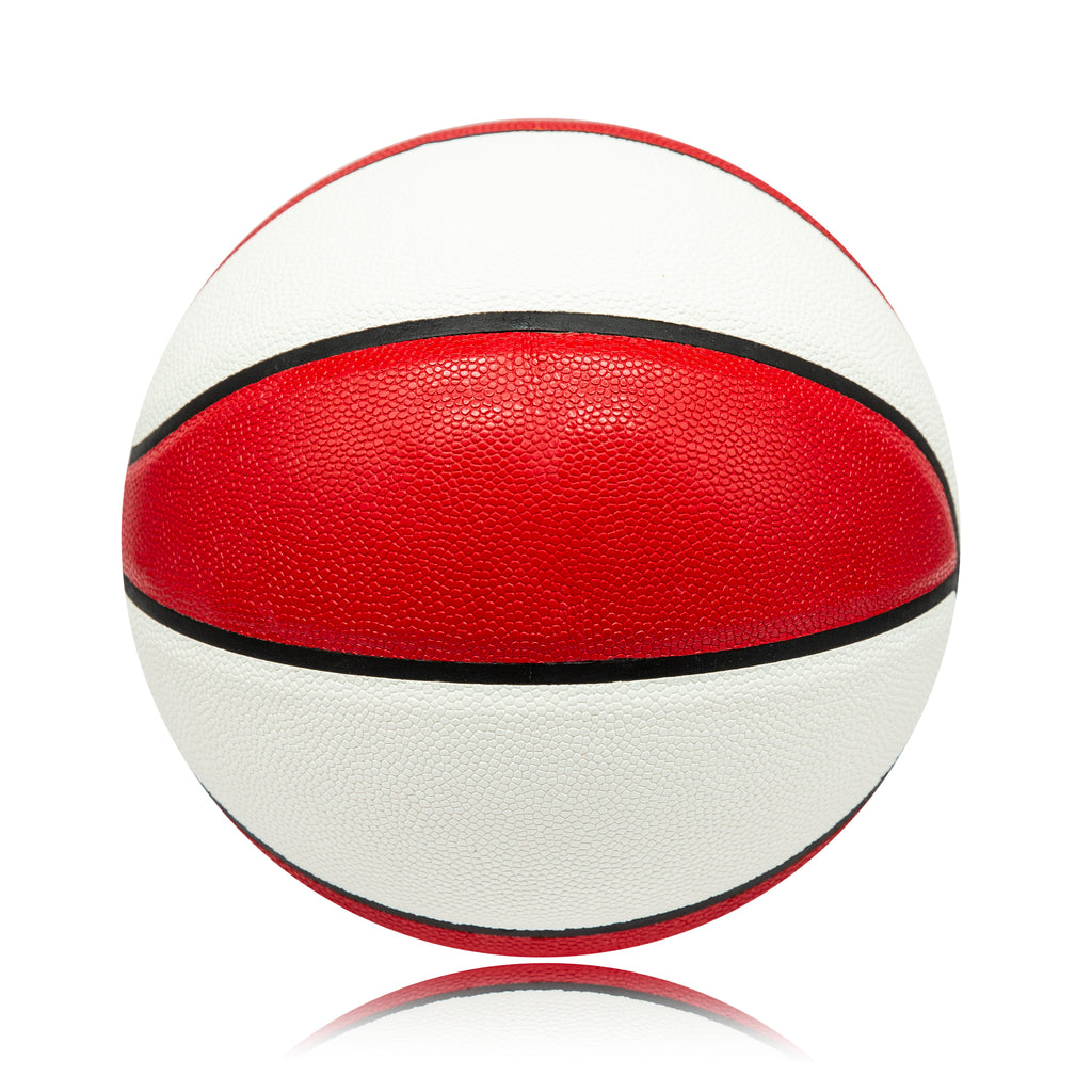 Plain Unprinted PU Basketball - White & Red