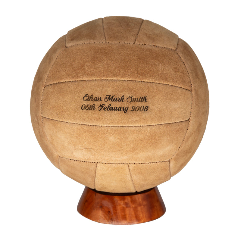 Personalised Engraved Hand Sewn Suede Leather Football Ball - Tan Brown Size 5