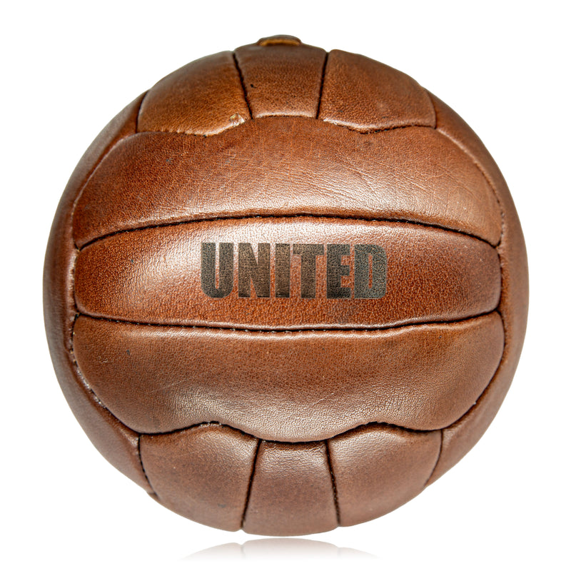 Vintage Full Cowhide Leather Football UNITED Edition + Stand