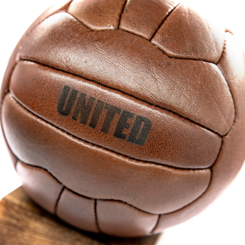 Vintage Full Cowhide Leather Football UNITED Edition + Stand