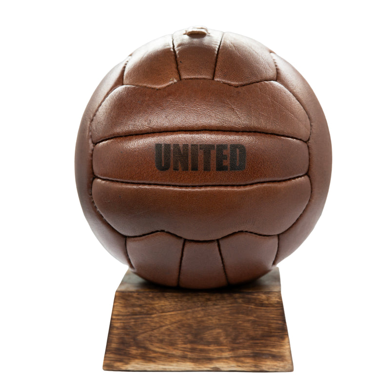 Vintage Full Cowhide Leather Football UNITED Edition + Stand