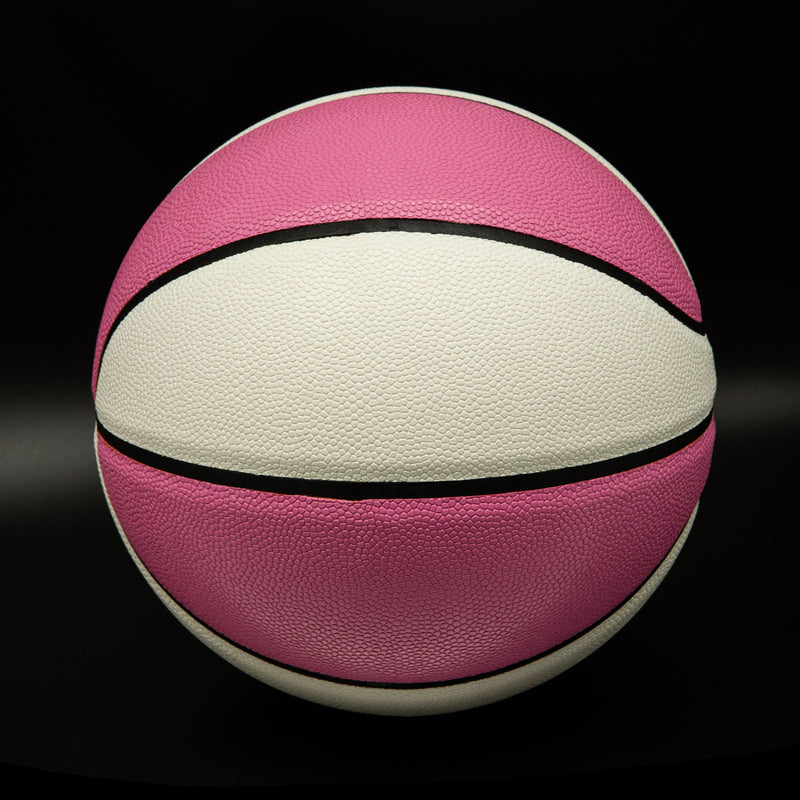 Plain Unprinted PU Basketball - White & Pink