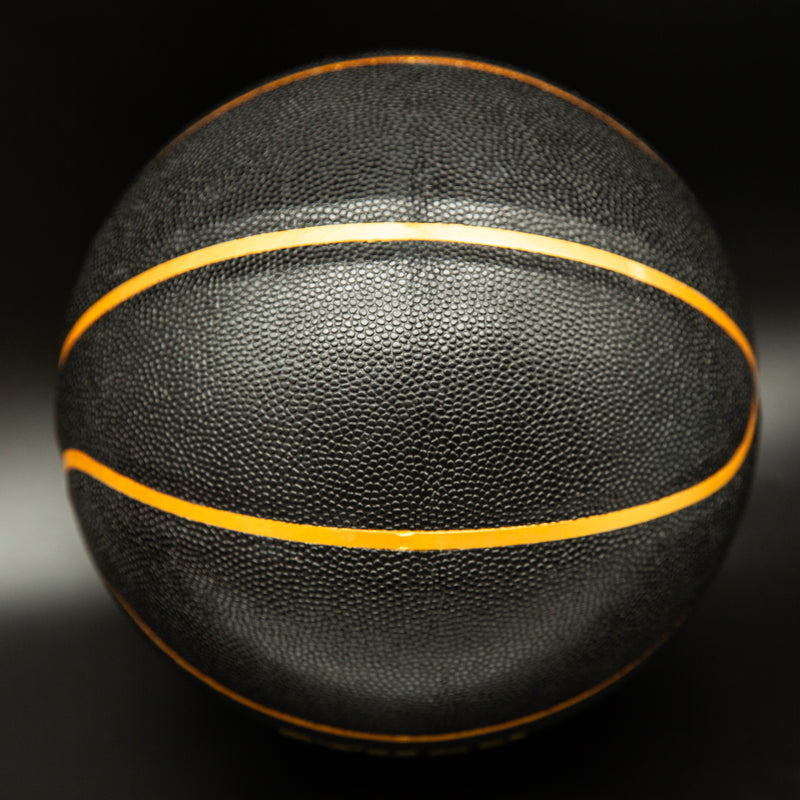 Plain Unprinted PU Basketball - Black with Gold Trim