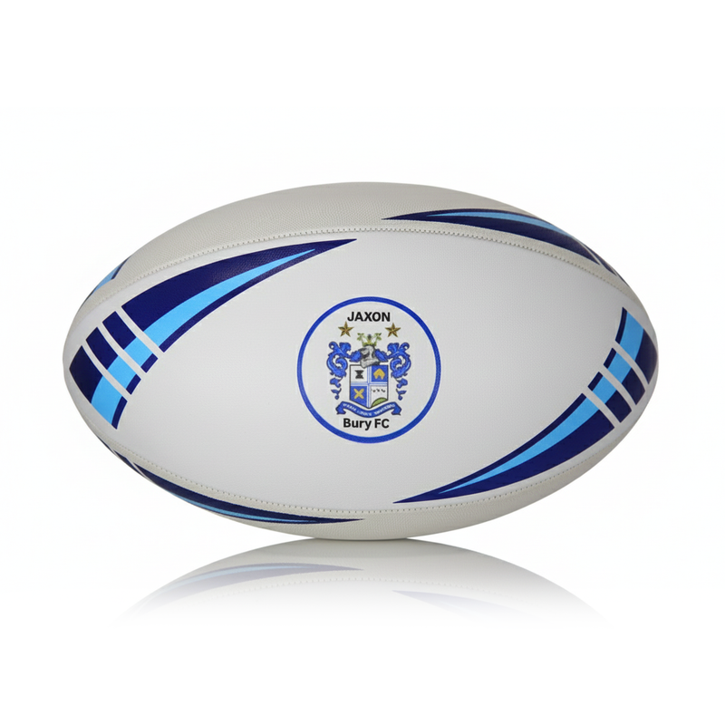 Personalised Logo Rugby Ball - Rubber/PU Size 5 (White/Blue) NO MOQ