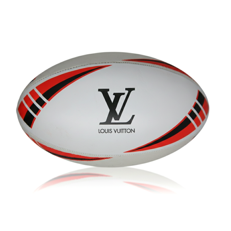 Personalised Logo Rugby Ball - Rubber/PU Size 5 (White/Red) NO MOQ