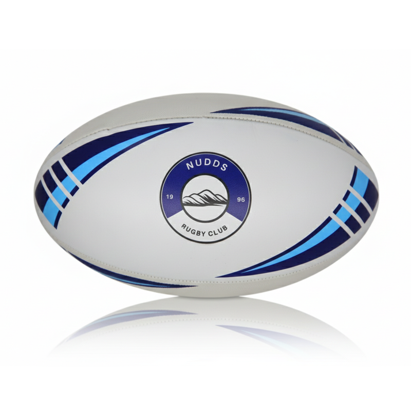 Personalised Logo Rugby Ball - Rubber/PU Size 5 (White/Blue) NO MOQ