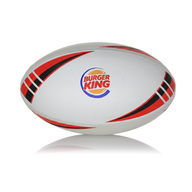 Personalised Logo Rugby Ball - Rubber/PU Size 5 (White/Red) NO MOQ