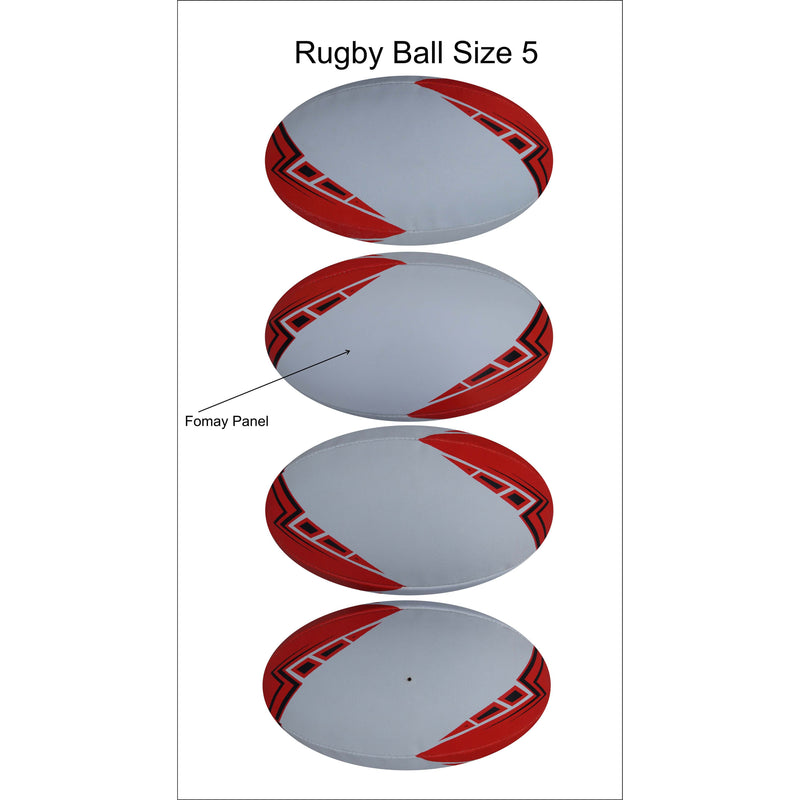 Personalised Rugby Ball - White & Red Size 5